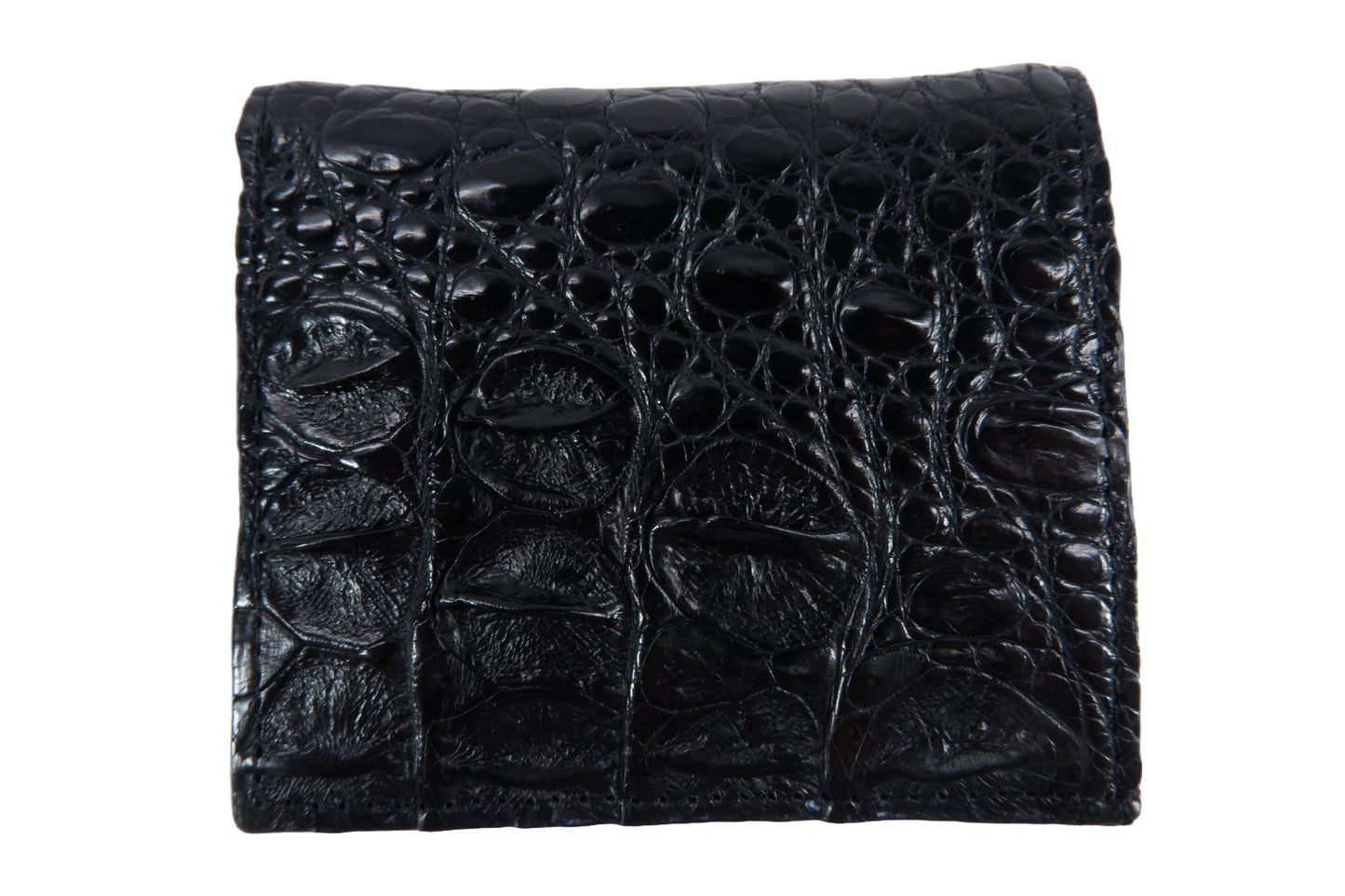 Genuine Crocodile Backbone Skin Leather Mini Bifold Wallet