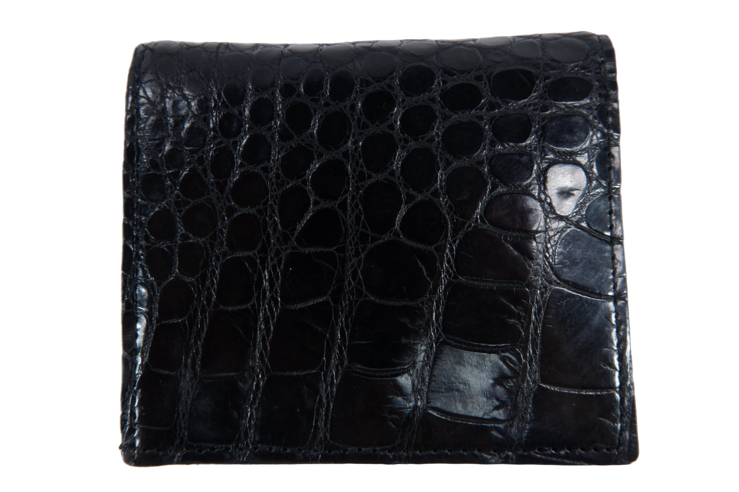 Genuine Crocodile Backbone Skin Leather Mini Bifold Wallet