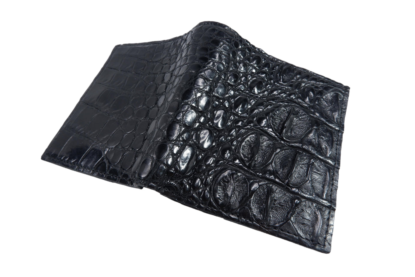 Genuine Crocodile Backbone Skin Leather Mini Bifold Wallet