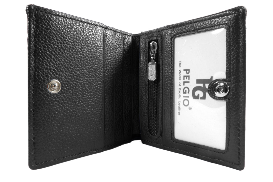 Genuine Crocodile Backbone Skin Leather Mini Bifold Wallet