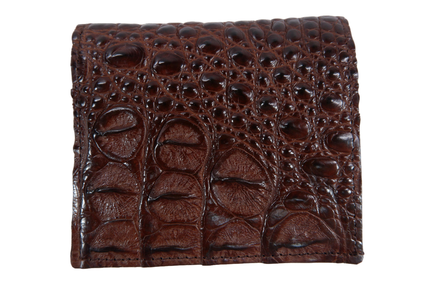 Genuine Crocodile Backbone Skin Leather Mini Bifold Wallet