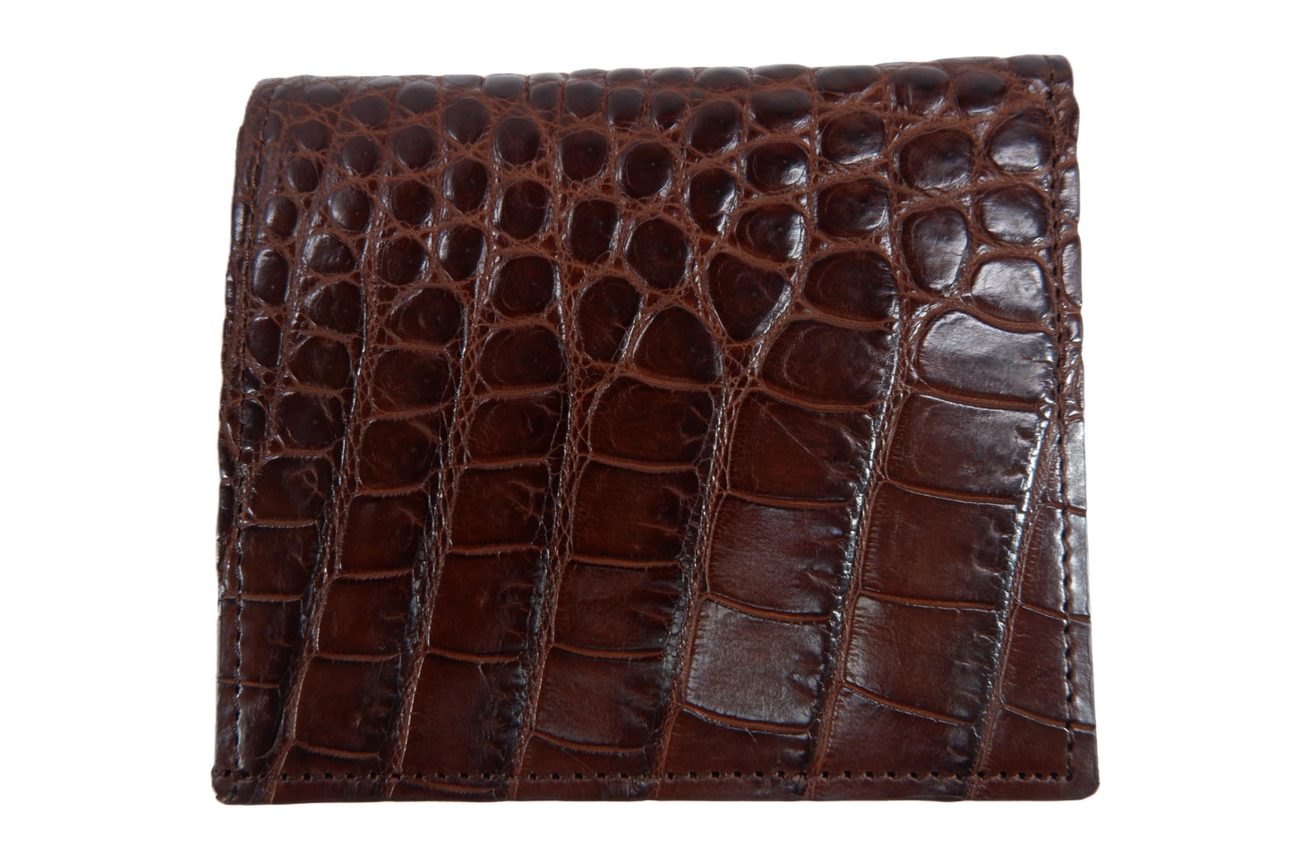 Genuine Crocodile Backbone Skin Leather Mini Bifold Wallet