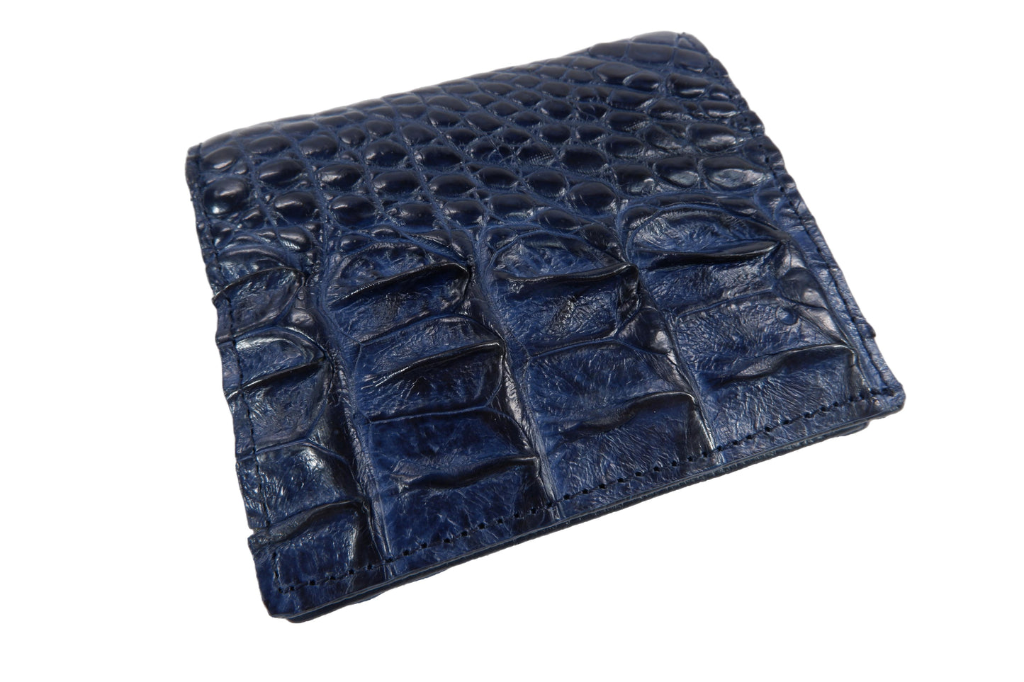 Genuine Crocodile Backbone Skin Leather Mini Bifold Wallet