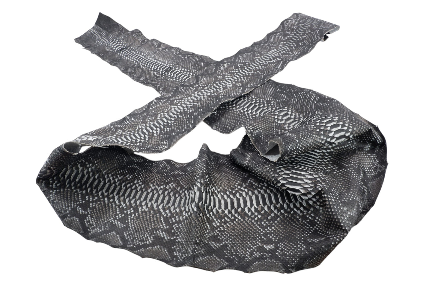 Genuine Reticulated Python Belly Skin Leather Hide Pelt Black & White