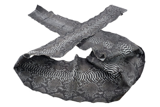 Genuine Reticulated Python Belly Skin Leather Hide Pelt Black & White