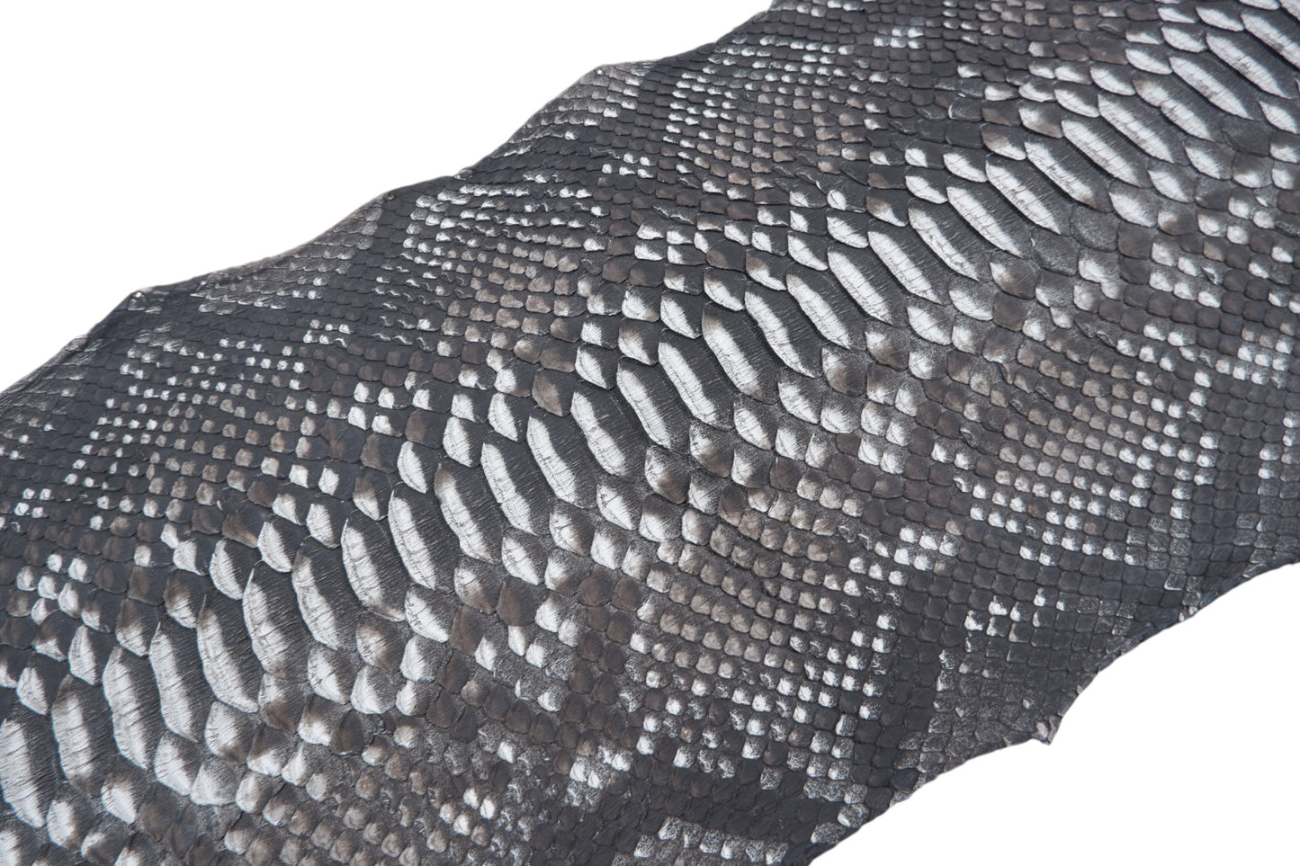 Genuine Reticulated Python Belly Skin Leather Hide Pelt Black & White