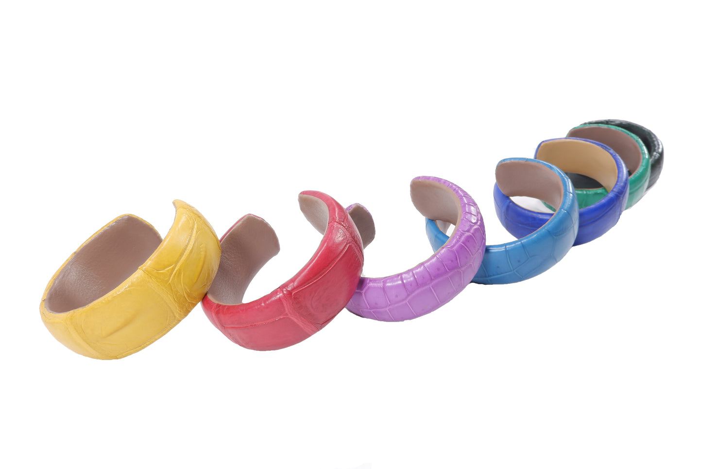 Genuine Crocodile Belly Skin Leather Bangle Cuff Bracelet