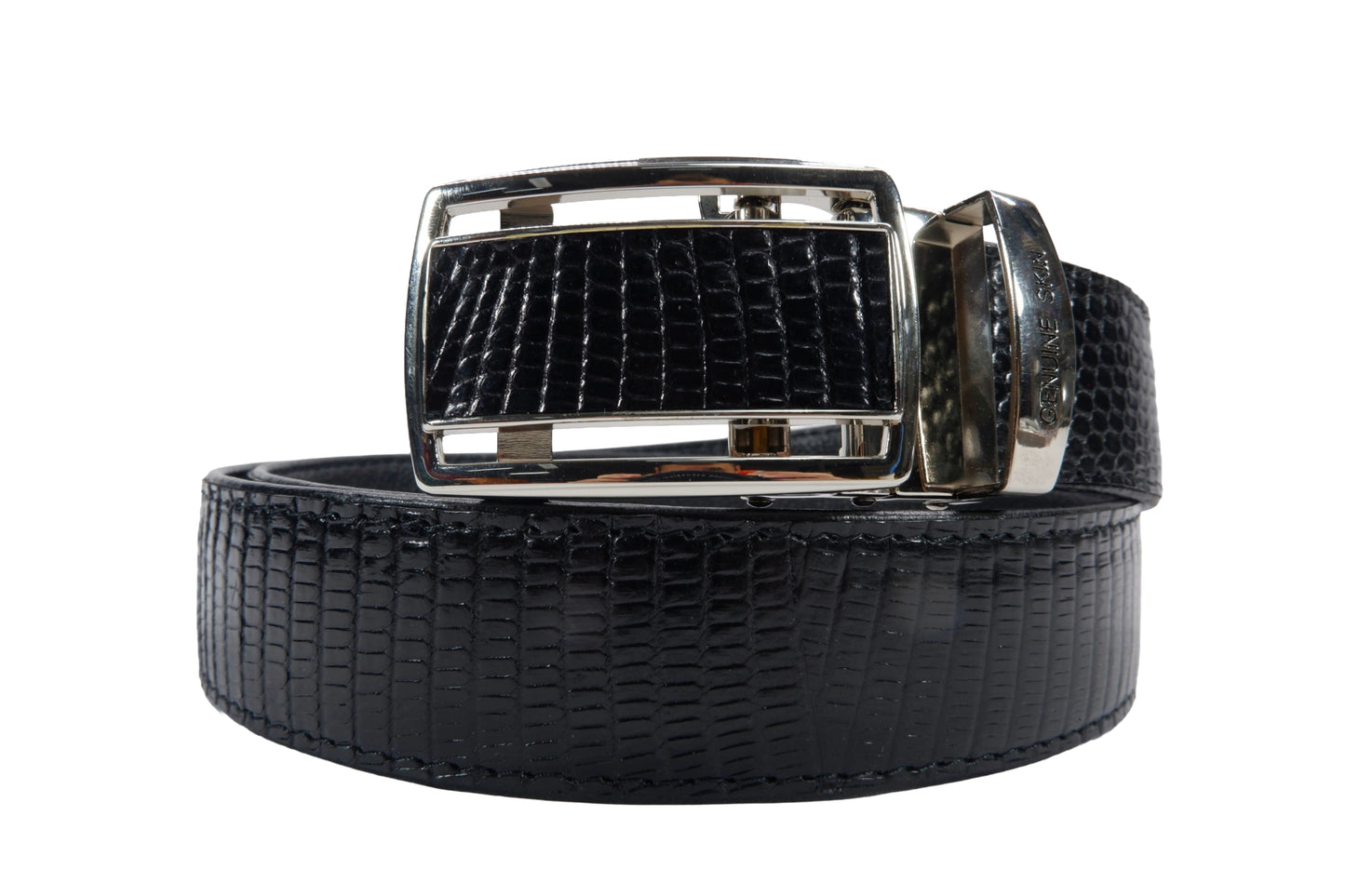 Genuine Lizard Skin Leather Auto Locking Men's Belt