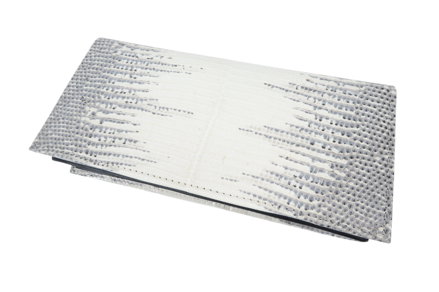 Genuine Lizard Belly Skin Leather Checkbook Long Wallet