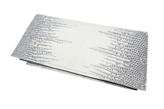 Genuine Lizard Belly Skin Leather Checkbook Long Wallet