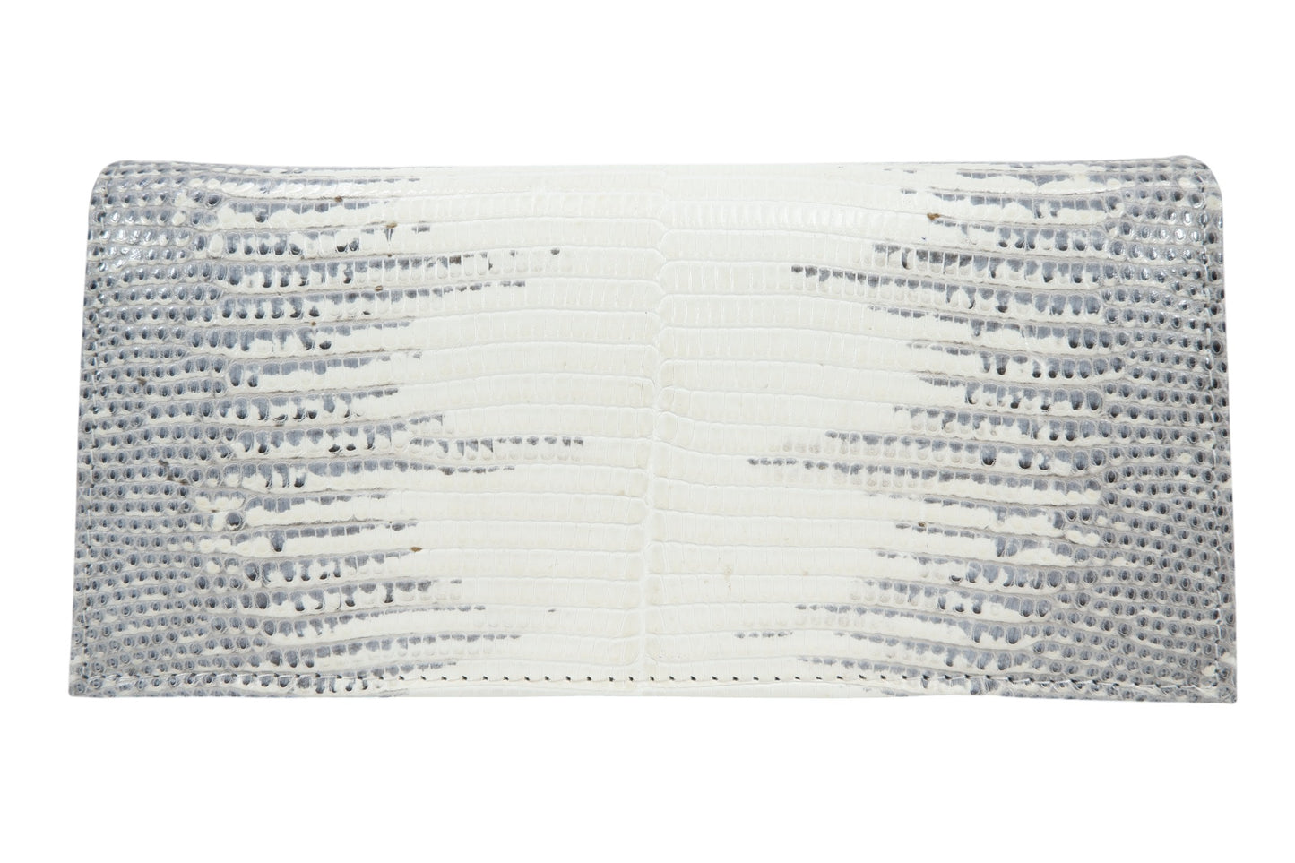 Genuine Lizard Belly Skin Leather Checkbook Long Wallet