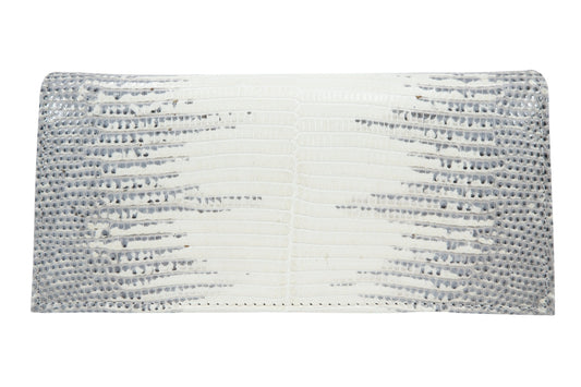 Genuine Lizard Belly Skin Leather Checkbook Long Wallet