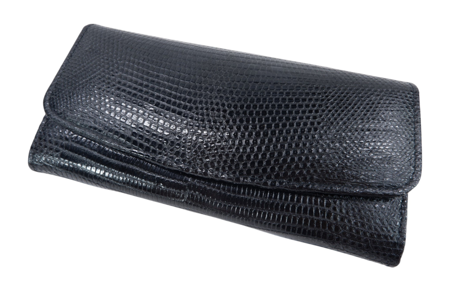 Genuine Lizard Belly Skin Leather Women's Trifold Clutch Wallet Purse