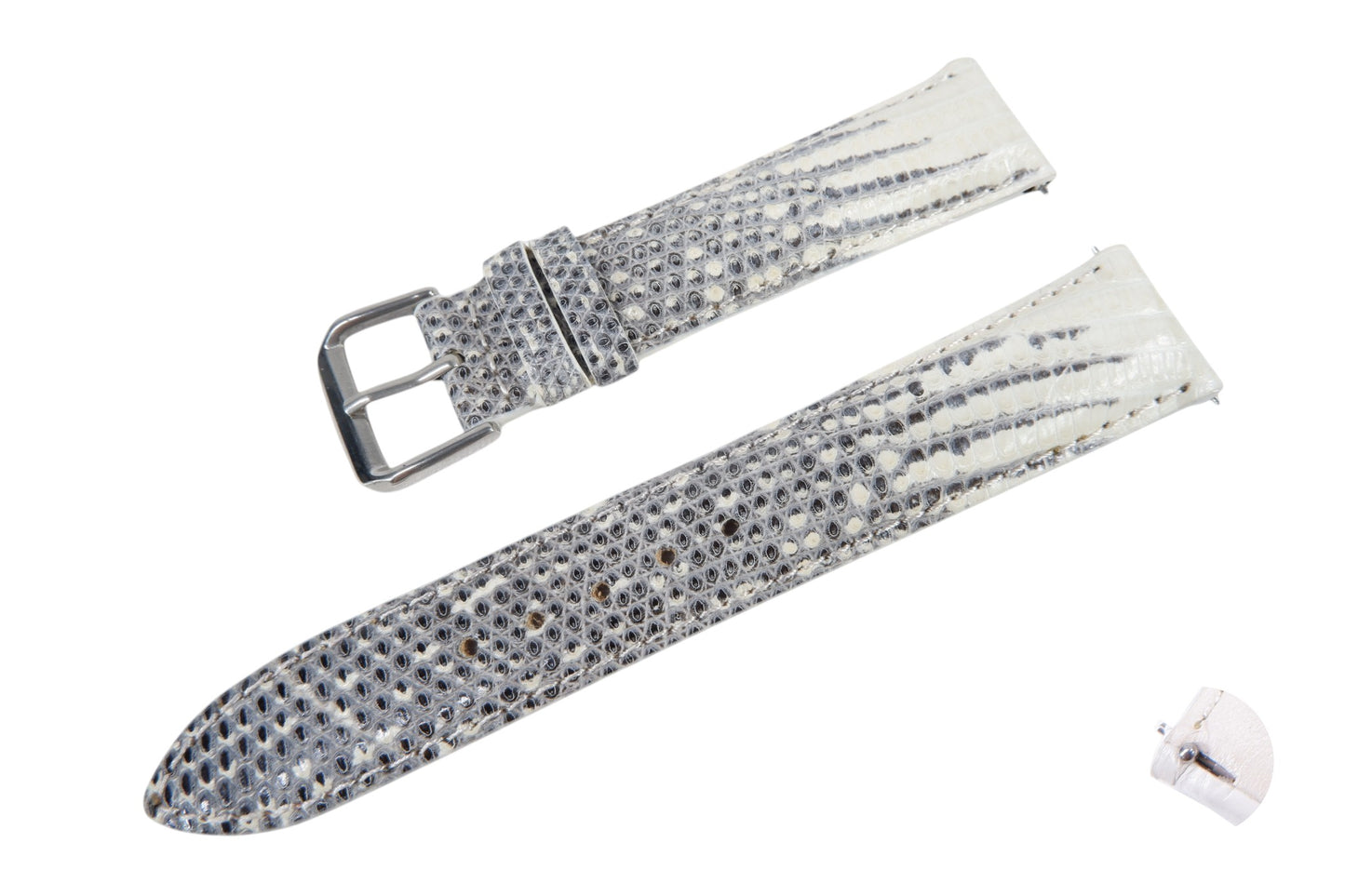 Genuine Lizard Skin Leather Quick Release Watch Strap Natural White Band with Buckle
