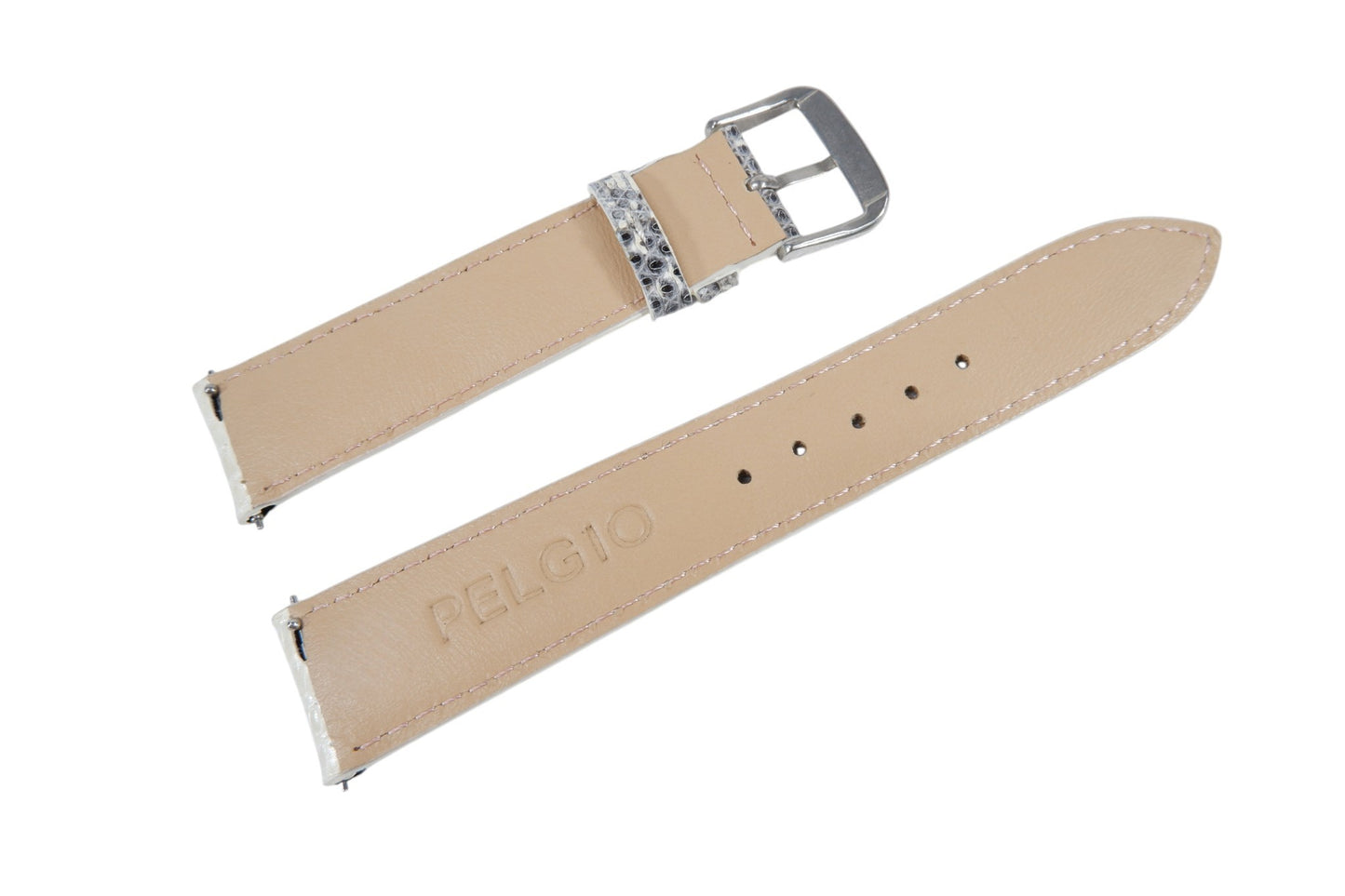 Genuine Lizard Skin Leather Quick Release Watch Strap Natural White Band with Buckle