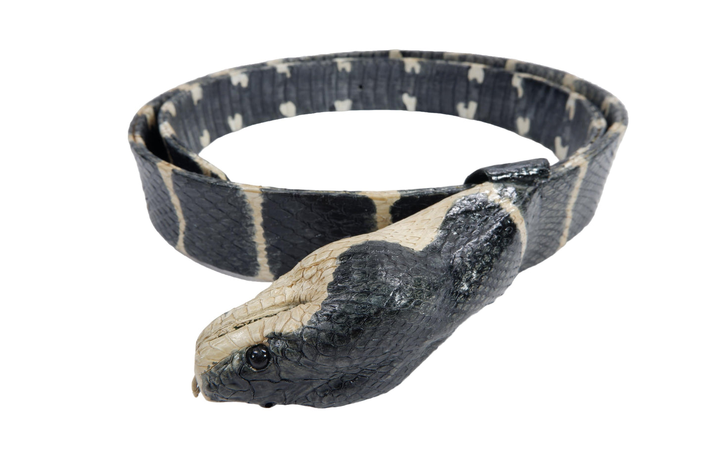 Genuine Mangrove Snake Skin with Head Leather Dress Belt
