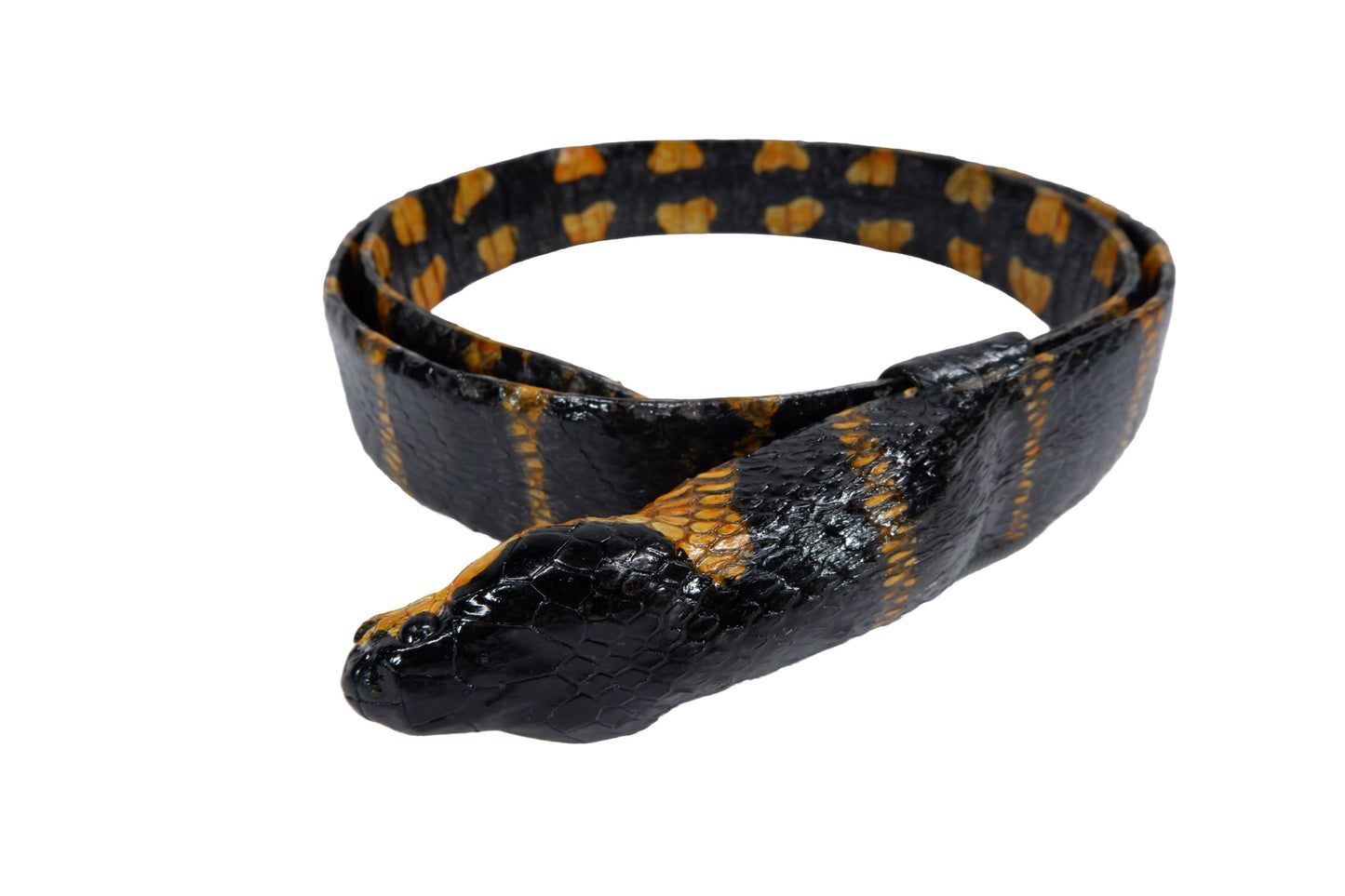 Genuine Mangrove Snake Skin with Head Leather Dress Belt