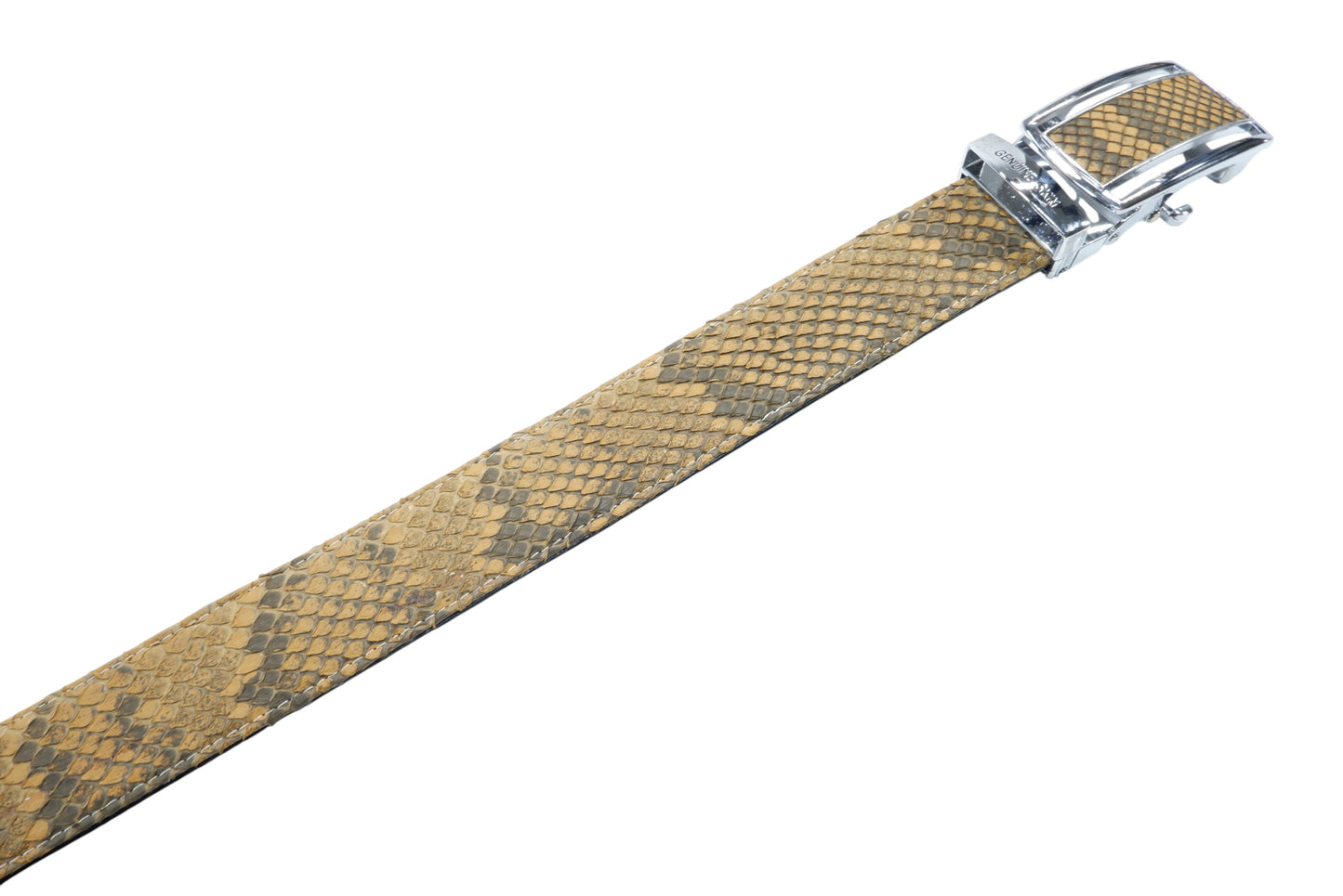 Genuine Burmese Python Snake Skin Leather Auto Locking Men's Belt