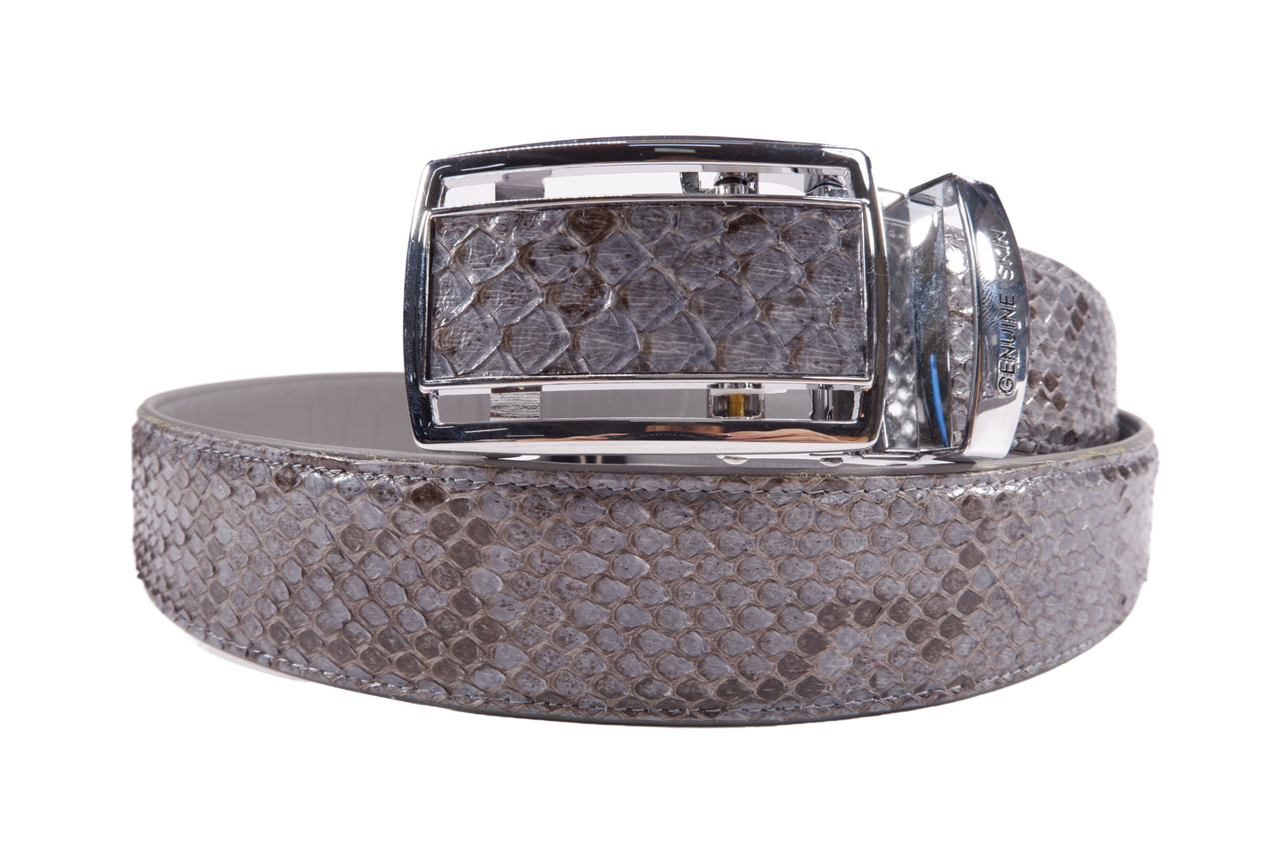 Genuine Burmese Python Snake Skin Leather Auto Locking Men's Belt