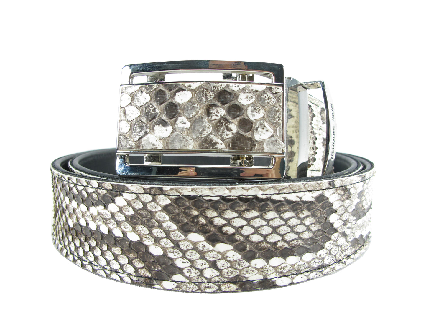 Genuine Burmese Python Snake Skin Leather Auto Locking Men's Belt