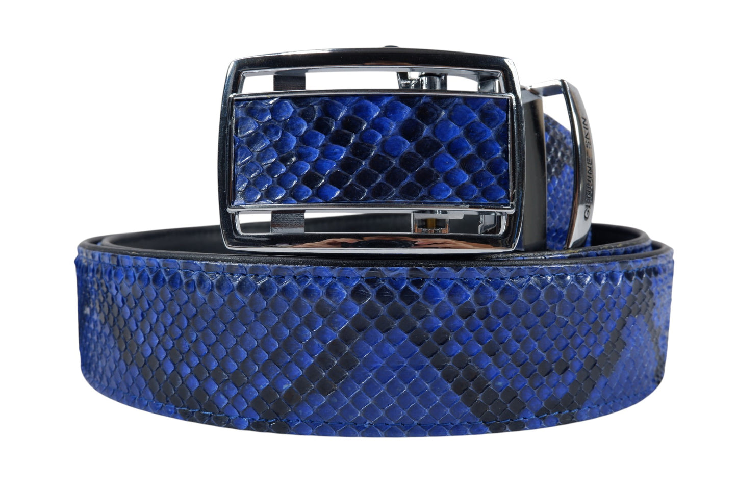 Genuine Reticulated Python Snake Skin Leather Auto Locking Men's Belt