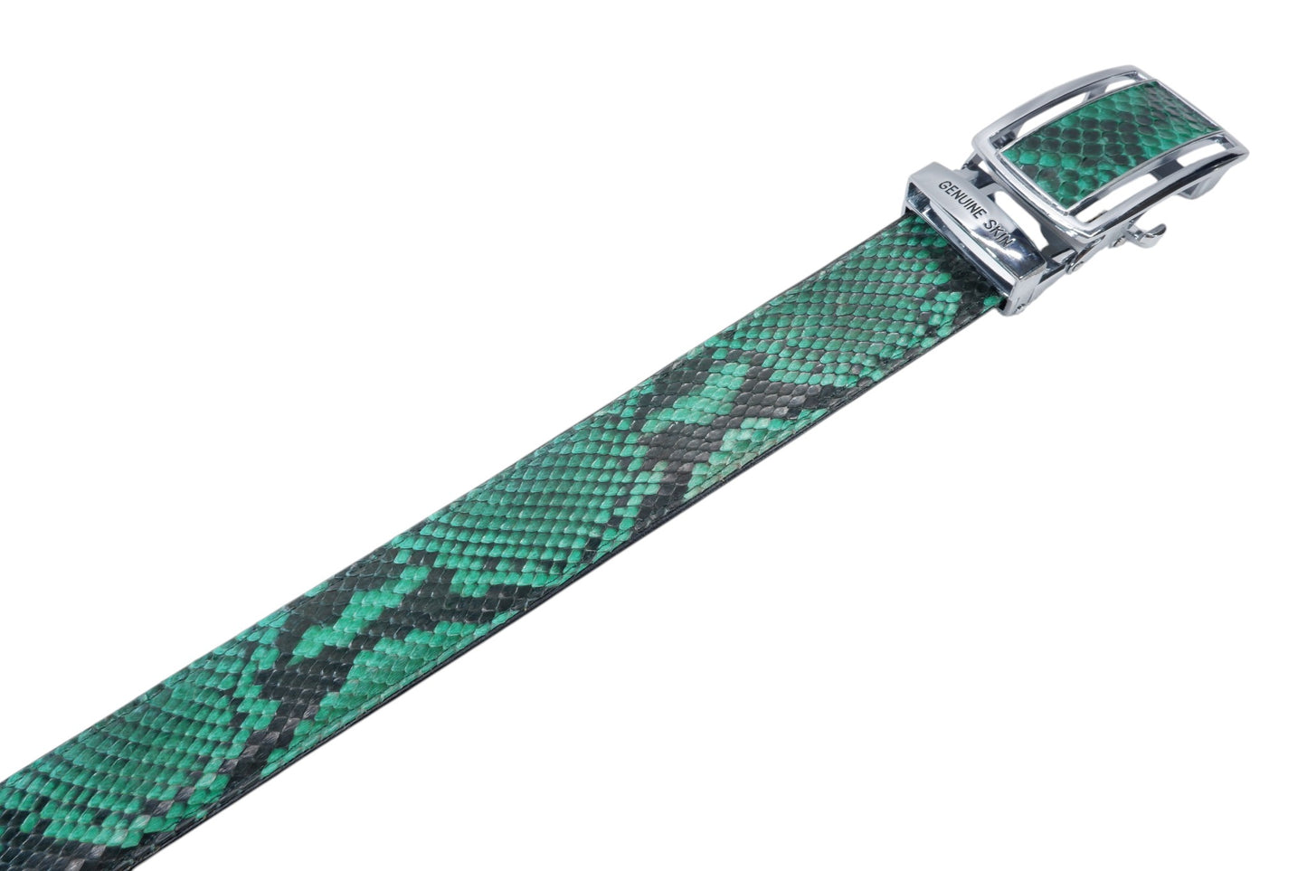 Genuine Reticulated Python Snake Skin Leather Auto Locking Men's Belt