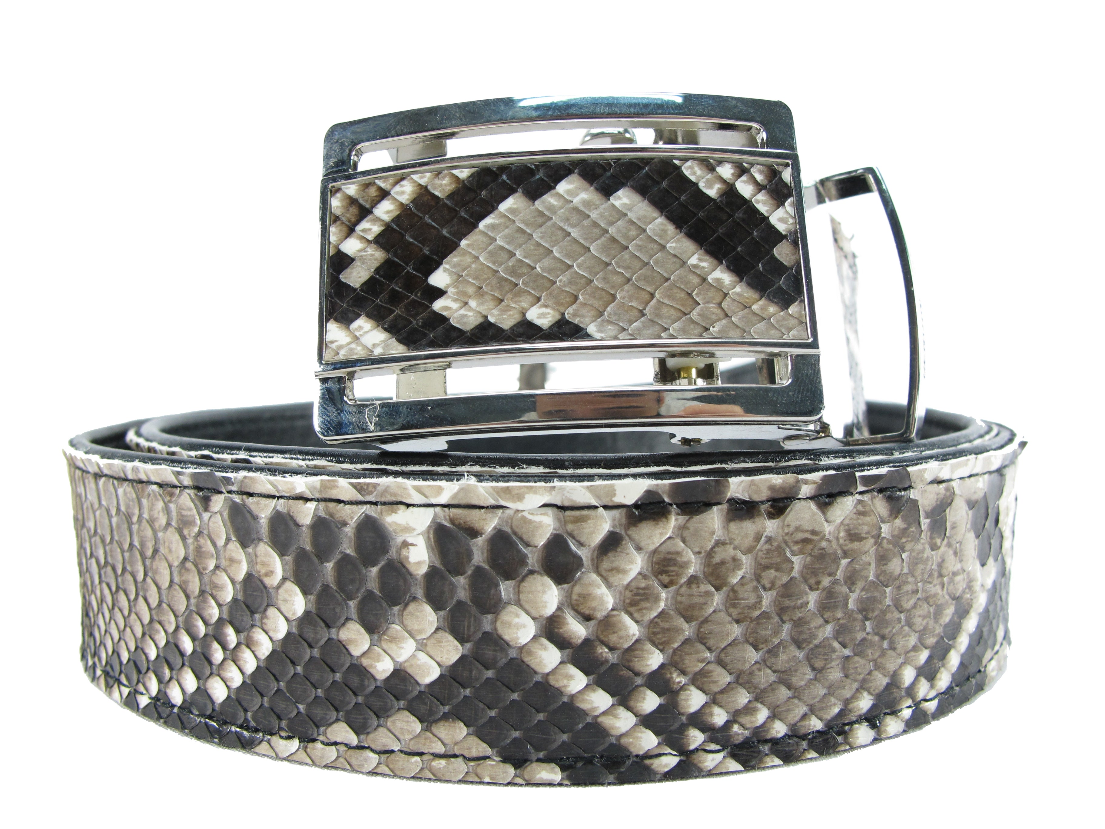 Genuine Reticulated Python Snake Skin Leather Auto Locking Men's Belt ...