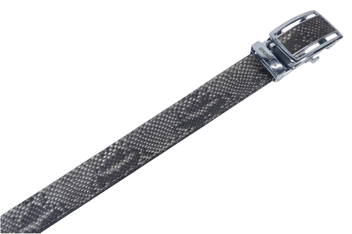 Genuine Reticulated Python Snake Skin Leather Auto Locking Men's Belt