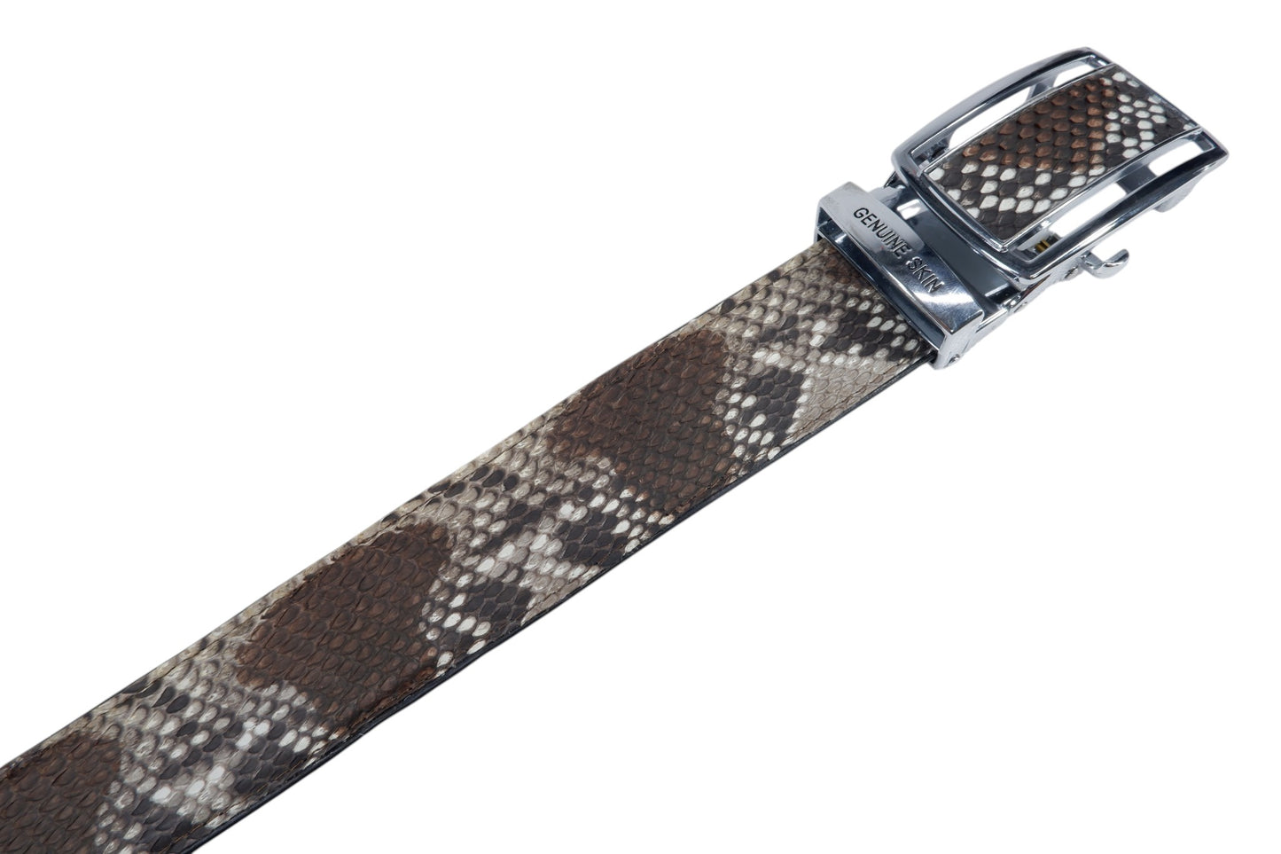 Genuine Reticulated Python Snake Skin Leather Auto Locking Men's Belt