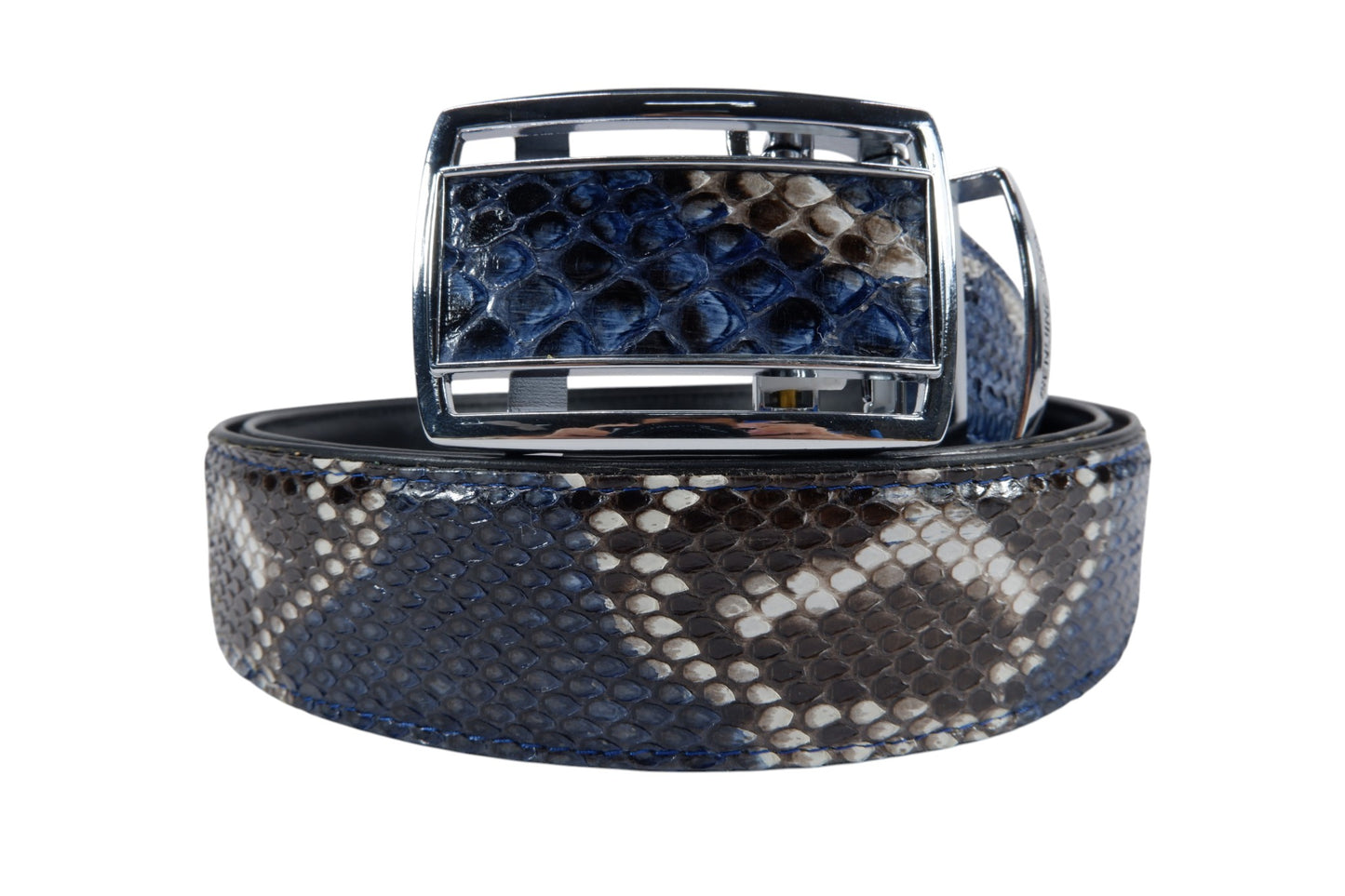 Genuine Reticulated Python Snake Skin Leather Auto Locking Men's Belt