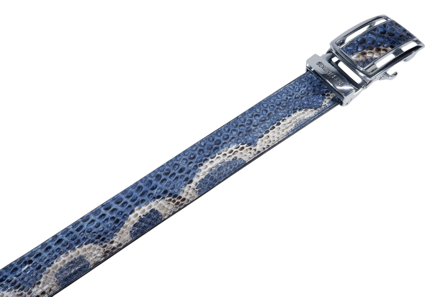 Genuine Reticulated Python Snake Skin Leather Auto Locking Men's Belt