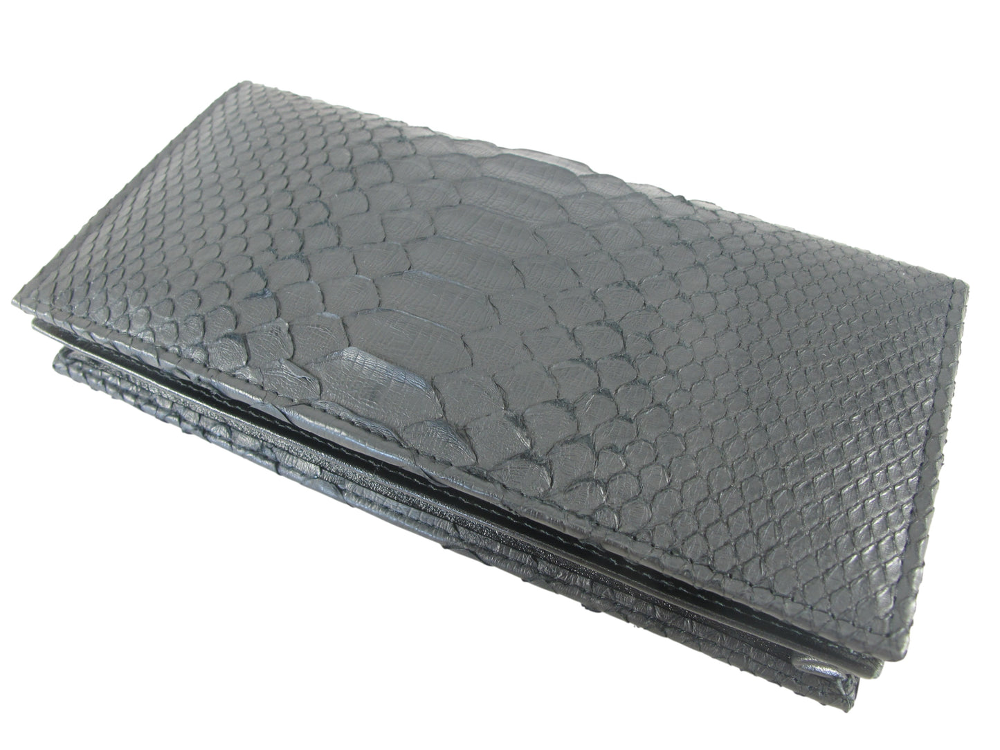 Genuine Python Snake Belly Skin Leather Long Checkbook Wallet