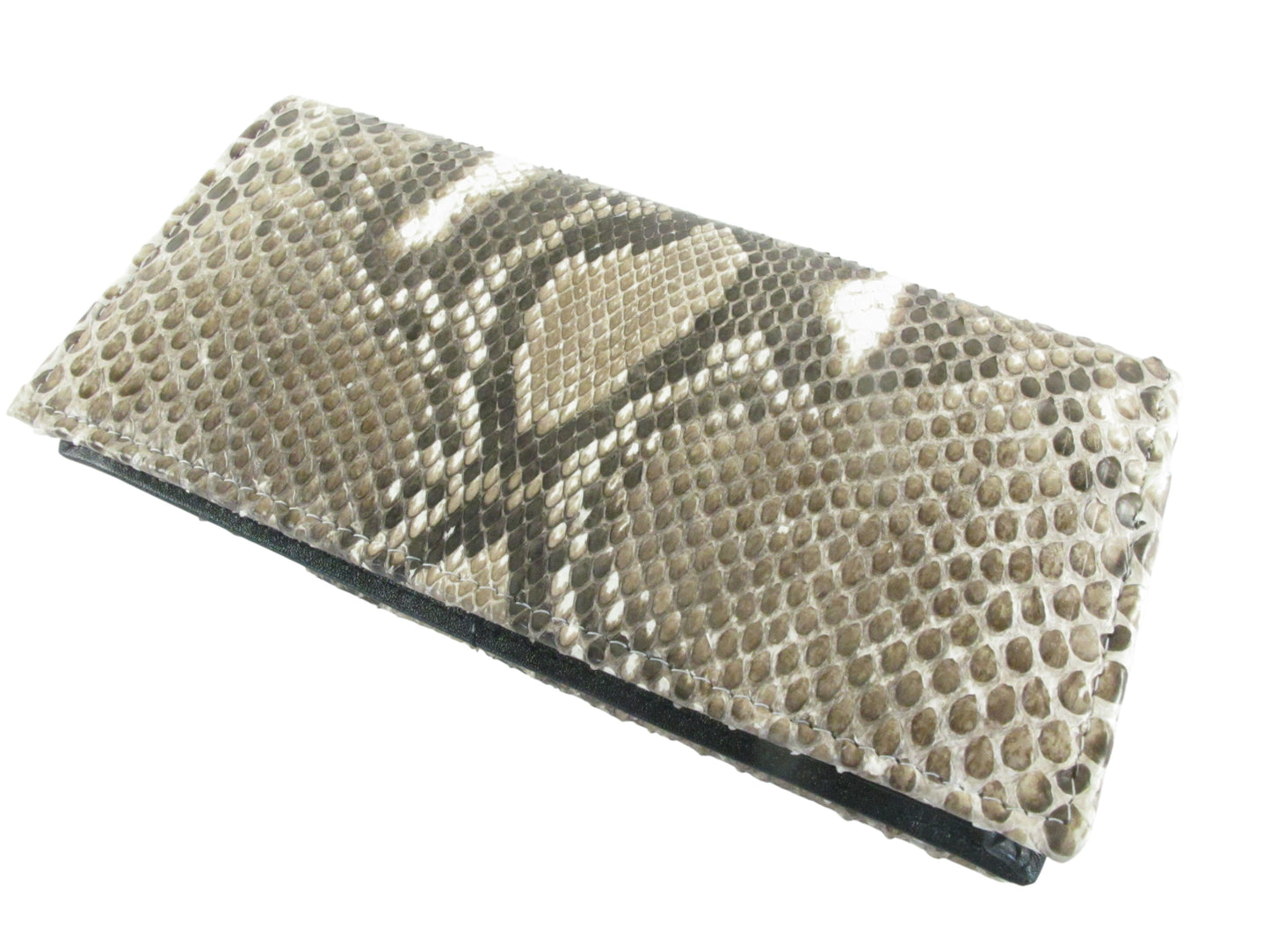 Genuine Reticulated Python Snake Skin Leather Long Checkbook Wallet