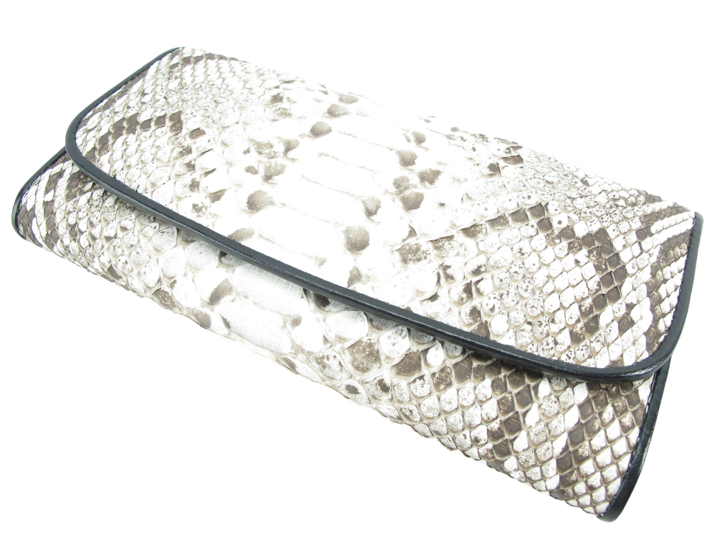 Genuine Burmese Python Snake Belly Skin Leather Women's Trifold Clutch Wallet Purse