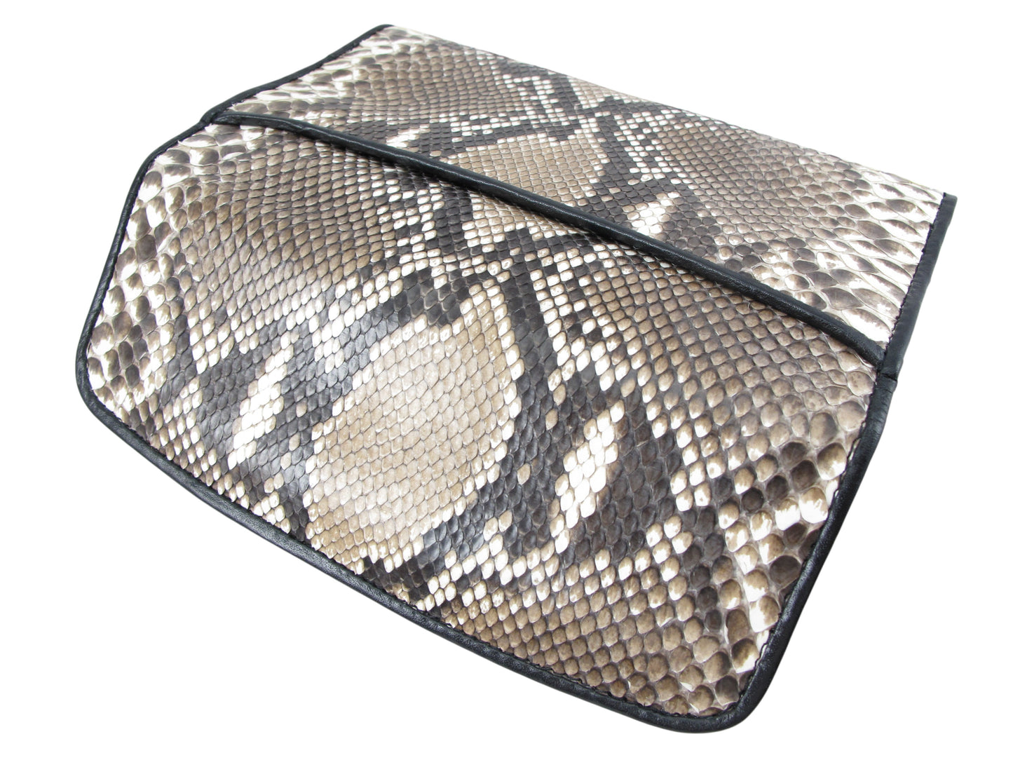 Genuine Reticulated Python Snake Skin Leather Women's Trifold Clutch Wallet Purse