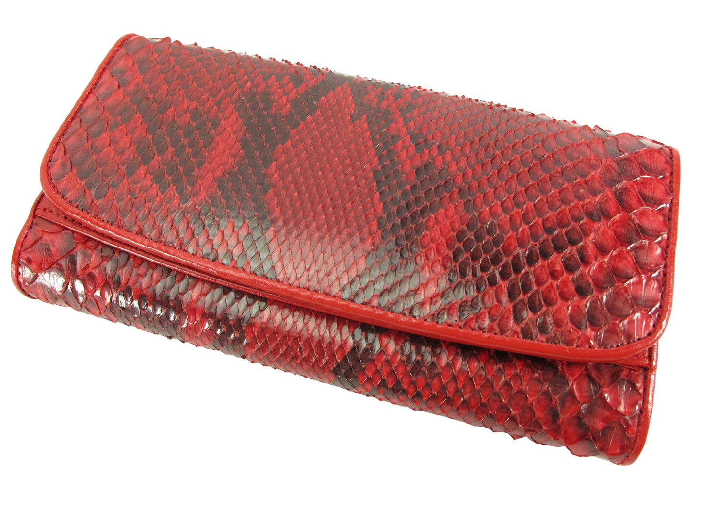 Genuine Reticulated Python Snake Skin Leather Women's Trifold Clutch Wallet Purse
