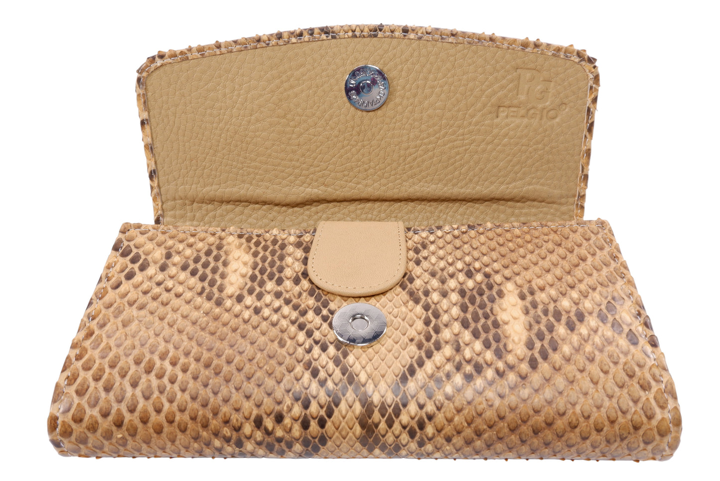 Genuine Reticulated Python Snake Skin Leather Women's Trifold Clutch Wallet Purse