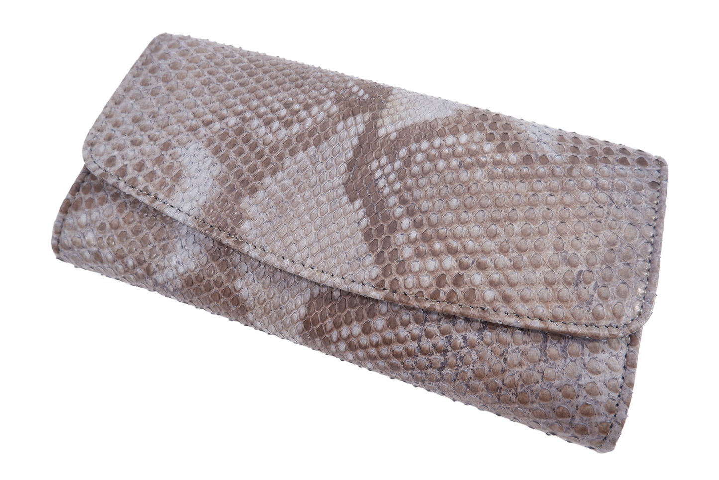 Genuine Reticulated Python Snake Skin Leather Women's Trifold Clutch Wallet Purse