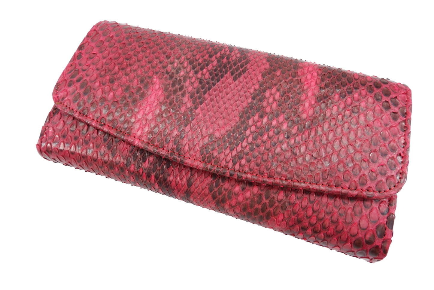 Genuine Reticulated Python Snake Skin Leather Women's Trifold Clutch Wallet Purse