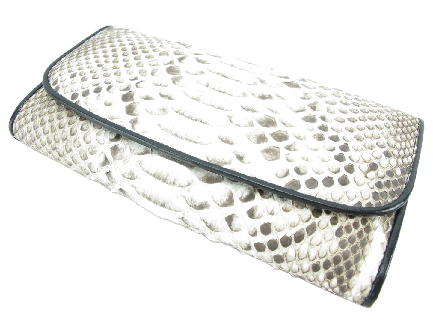 Genuine Python Snake Belly Skin Leather Women's Trifold Clutch Wallet Purse