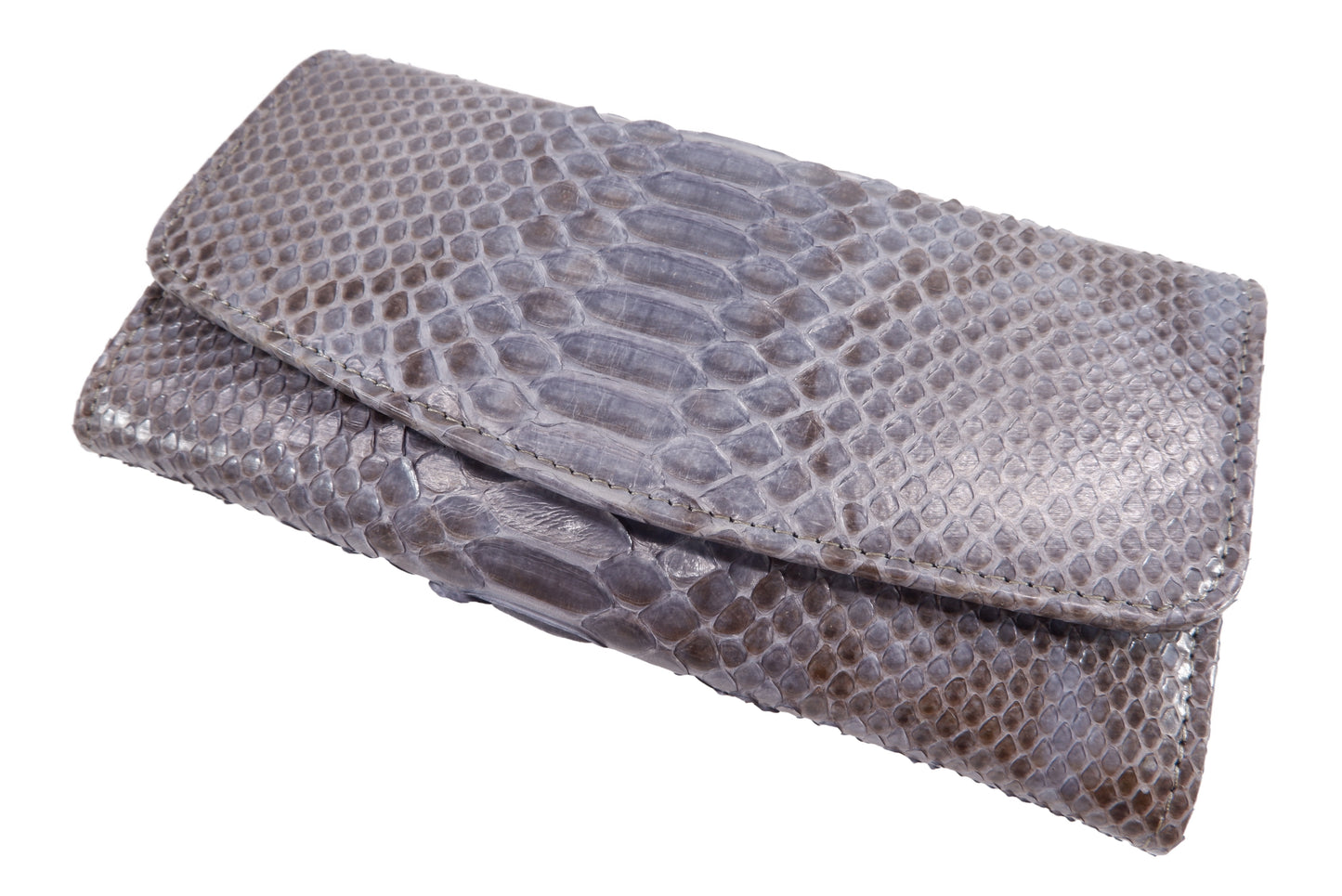 Genuine Python Snake Belly Skin Leather Women's Trifold Clutch Wallet Purse