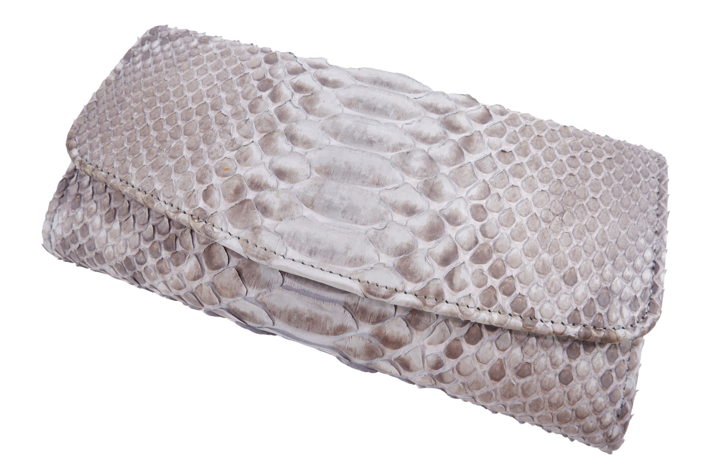 Genuine Python Snake Belly Skin Leather Women's Trifold Clutch Wallet Purse