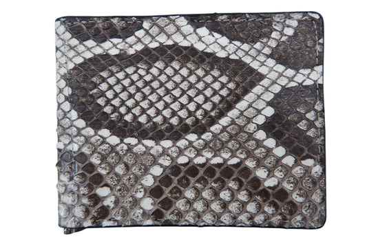 Genuine Burmese Python Skin Leather Money Clip Slim Bifold Men's Wallet