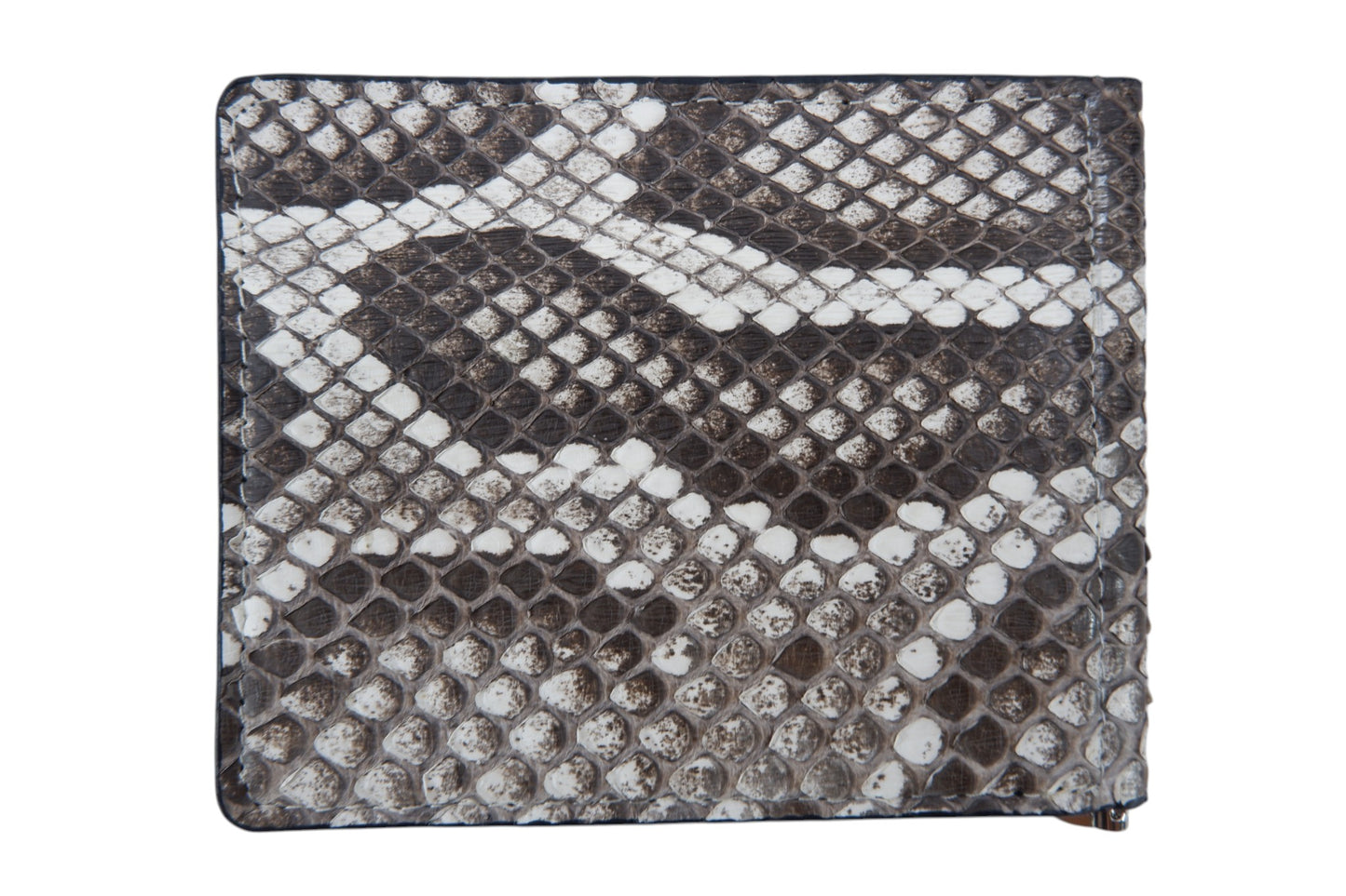 Genuine Burmese Python Skin Leather Money Clip Slim Bifold Men's Wallet