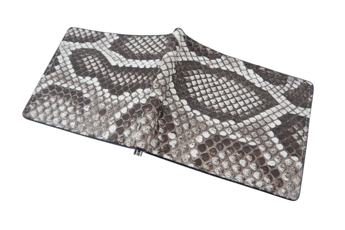 Genuine Burmese Python Skin Leather Money Clip Slim Bifold Men's Wallet
