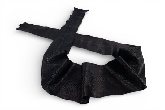 Genuine Python Belly Skin Leather Hide Pelt Matte Black