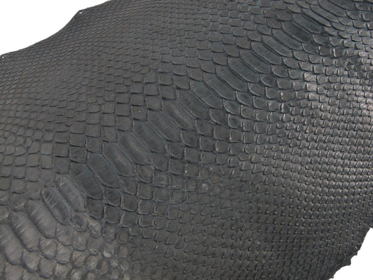 Genuine Python Belly Skin Leather Hide Pelt Matte Black
