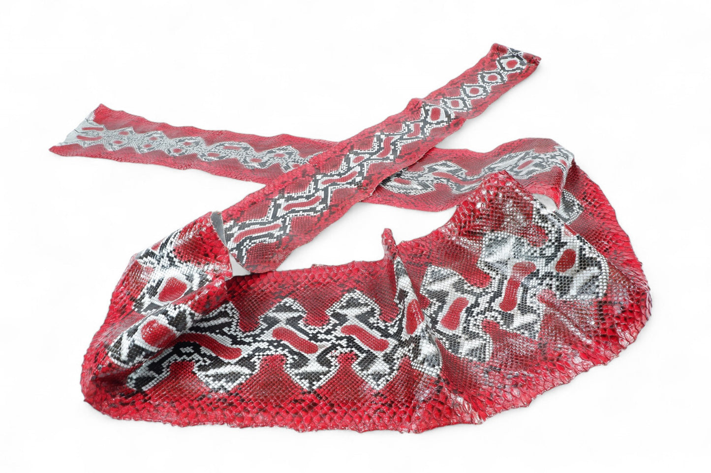 Genuine Reticulated Python Skin Leather Hide Pelt Natural Red