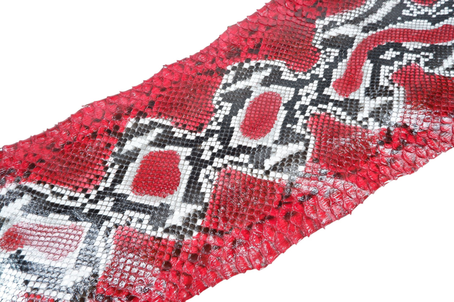 Genuine Reticulated Python Skin Leather Hide Pelt Natural Red