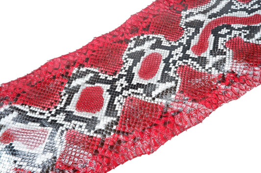 Genuine Reticulated Python Skin Leather Hide Pelt Natural Red